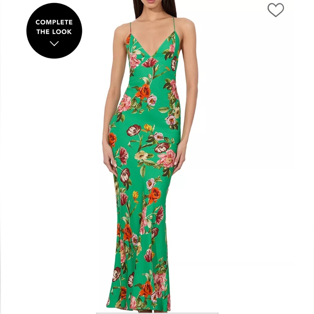 Alice + Olivia Vibrant Floral Green Maxi Dress
